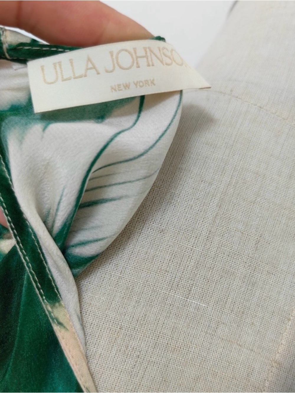 NWT Ulla Johnson Ines Dress Green Silk Puff Sleeve Floral Print Midi Dress Sz 4 - Picture 11 of 12
